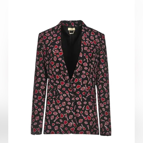 Liu Jo Jackets & Coats Red/Black Print Blazer - Made In Italy Size S - - Picture 1 of 7